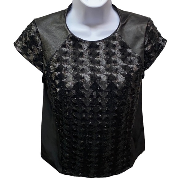 Hunter Bell Leather Sequins Blouse - Picture 1 of 4